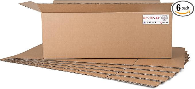 Long Cardboard Boxes 14"L x 14"W x 40"H (Pack of 6) - USA-Made Packing Boxes for Moving, Shipping, or Storage - USPS, UPS, FedEx Approved - Professional Packing Supplies for Moving | USA-Made Packing Boxes for Moving, Shipping, or Storage - USPS, UPS, ...