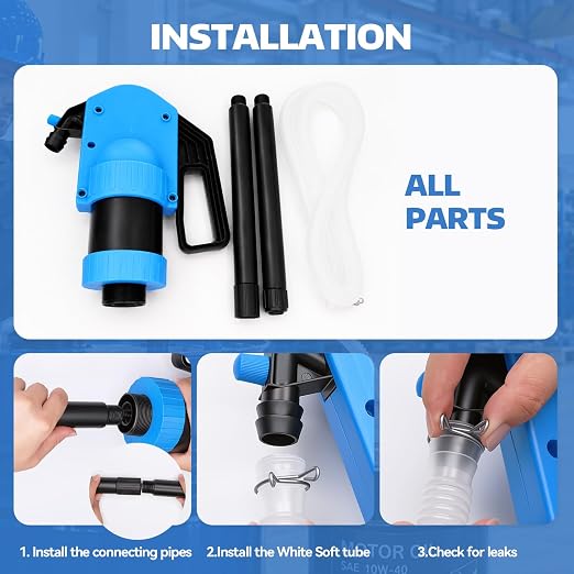 New Upgrade Plastic 55 Gallon Hand Lever Action Drum Pump, Manual Siphon Barrel Pump for DEF/AdBlue, Oils, Antifreeze, Ag Chemicals & Low Concentration Liquids, Includes 6.6ft 3/4" Corrugated Hose | Manual Siphon Barrel Pump, For DEF/AdBlue, Oils, Anti...