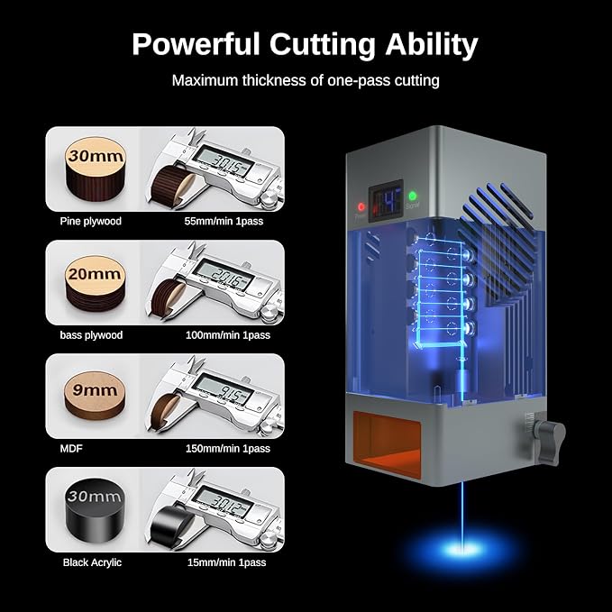 LASER TREE Laser Engraver, 40000mW（40W）Output Power Laser Engraver Machine, High Precision Laser Cutter and Engraver for Wood & Metal Paper Acrylic Glass Leather etc, Class 4 (Basic)