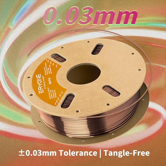 ERYONE Silk PLA Filament for 3D Printer 1.75mm +/- 0.03mm, Shiny Filament 1kg (2.1lbs)/Spool, Mocha Brown