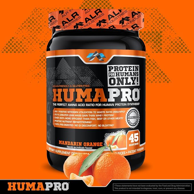 ALR Industries HumaPro Essential Amino Acid Formula | EAA Protein Supplement | Supports Muscle Recovery & Performance | Vegan, Gluten Free | | 45 Servings (Mandarin Orange)