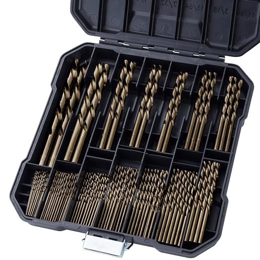 Cobalt Drill Bits Set for Hardened Metal and Stainless Steel, 99Pcs M35 High Speed Steel Twist Jobber Drill Bits 1/16"-3/8", with Plastic Index Storage Case