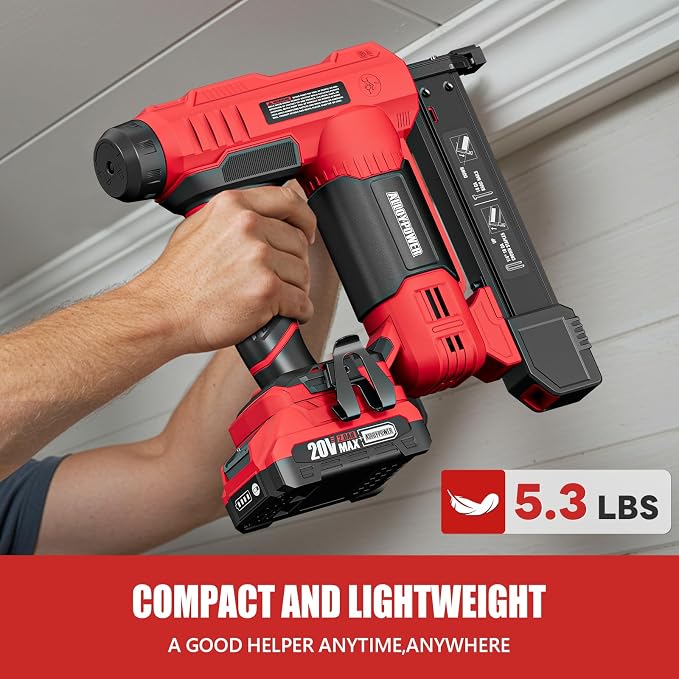 ALLOYPOWER 18 Gauge Nail Gun Battery Powered, 2 in 1 Cordless Brad Nailer/Electric Stapler with 2.0Ah Battery and Charger,1000pcs Nails and 500pcs Staples Included for Home Improvement & Woodworking