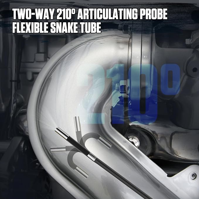 AUTOOL Two-Way 210° Endoscope Camera with Light, 0.21inch Borescope Inspection Camera, 5-inch 1080P Articulating Borescope with LED Light 3FT Flexible Cable, 32GB SD Card