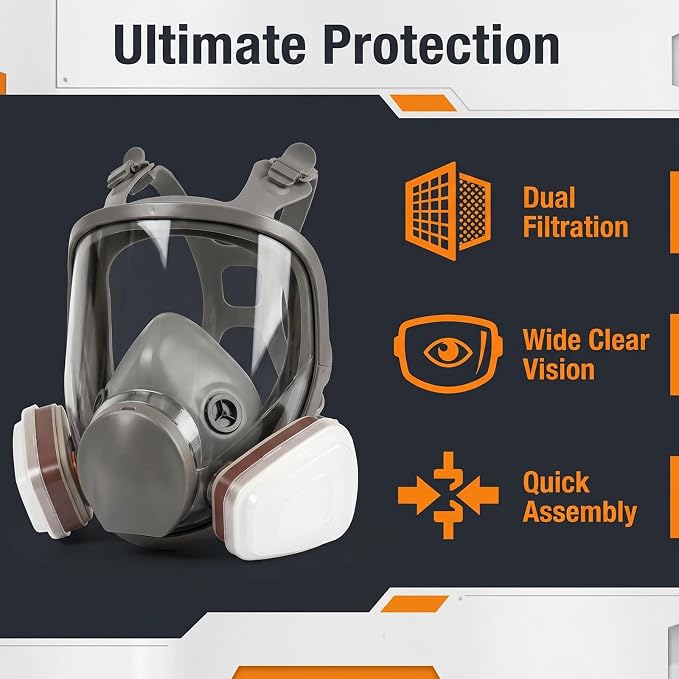Full Face Respirator Mask with Filters, Gas Masks for Adult, Applicable to Dust, Paint, Chemicals, Gas, Epoxy Resin, DIY etc