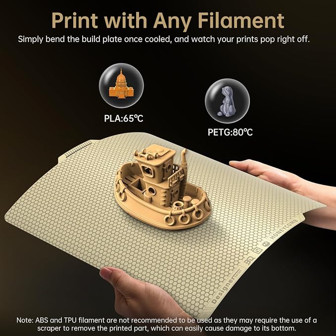 BIQU Designer Series Panda Build Plate for Bambu-Lab P1P/P1S/P2S/X2D/X1C/X1E/A1 [Honeycomb + Houndstooth] 257x257mm 3D Printers Spring Steel Removable Surface Platform