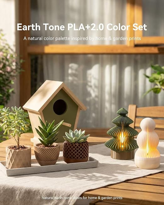 SUNLU PLA+2.0 Filament 1.75mm, 4KG,Upgraded Tougher & Stronger PLA Plus for 3D Printers, Smooth & Neatly Wound, ±0.02mm Accuracy, 1 KG Spool, 4 Packs, Bone White+Olive Green+Chocolate Brown+Oak Brown