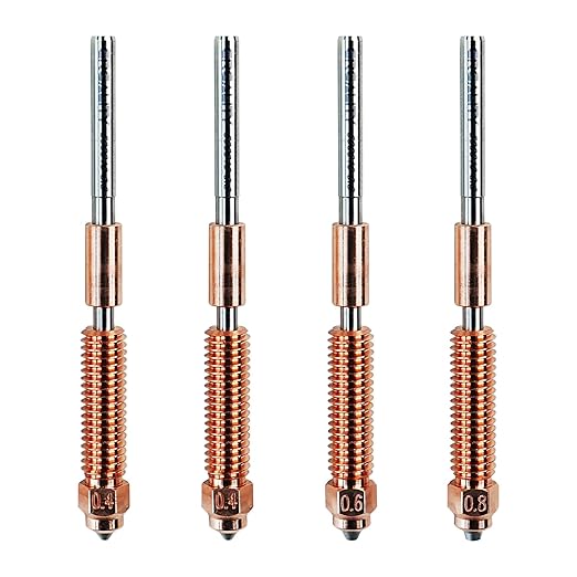 Creality K1C/K1 SE Nozzle Kit 4 PCS, High Flow Quick-Swap Nozzle Kit, Swift Installation, Tipped Copper&Titanium Alloy, for K1C/K1 SE/Ender 3 V3/ V3 Plus 3D Printer