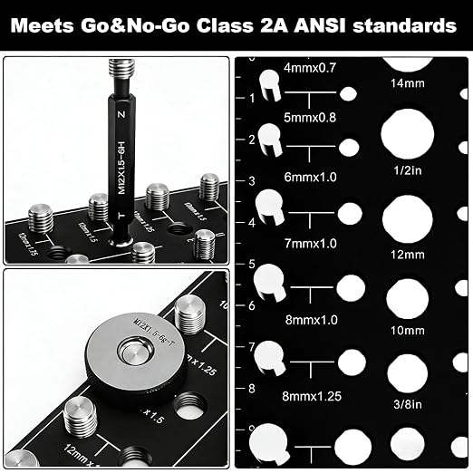 Nut and Bolt Thread Checker 32 SAE & 32 Metric Rustproof Solid Non-Deformable Thread Checker, Wall-Mountable Bolt Size Finder Tool, Bolt and Nut Sizer and 19 Drill Bit Sizes for Quick Measurement