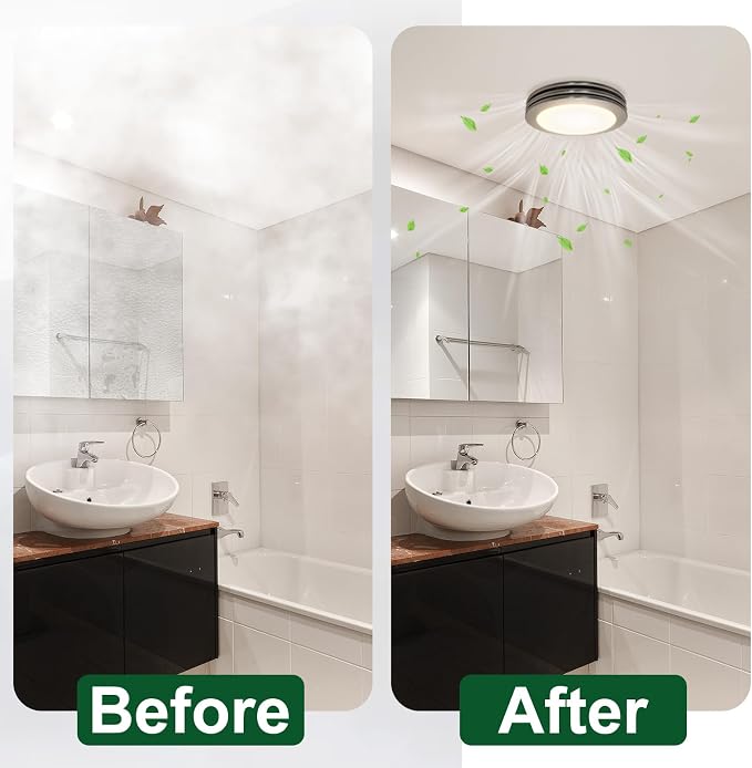 Akicon Bathroom Exhaust Fan with Shower Light, 80 CFM 2.0 Sones Round Bathroom Fan Light Combo, Dimmable 3CCT LED Lights Vent Fans with Acrylic Cover for Shower Room, Home (Brushed Nickel)