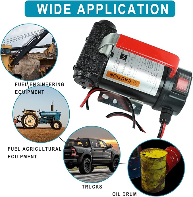 DC 12V 175W Portable DC Electric Fuel Transfer Pump Diesel Kerosene Oil Commercial Fuel Transfer Extractor Pump Motor Auto