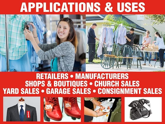 Comfort Grip Price Tagging Gun, Includes Standard Retail Price Tag Attacher Gun for Clothing, 2500 Asstd 1in, 2in, 3in Barbs Attachments, 5 Needles
