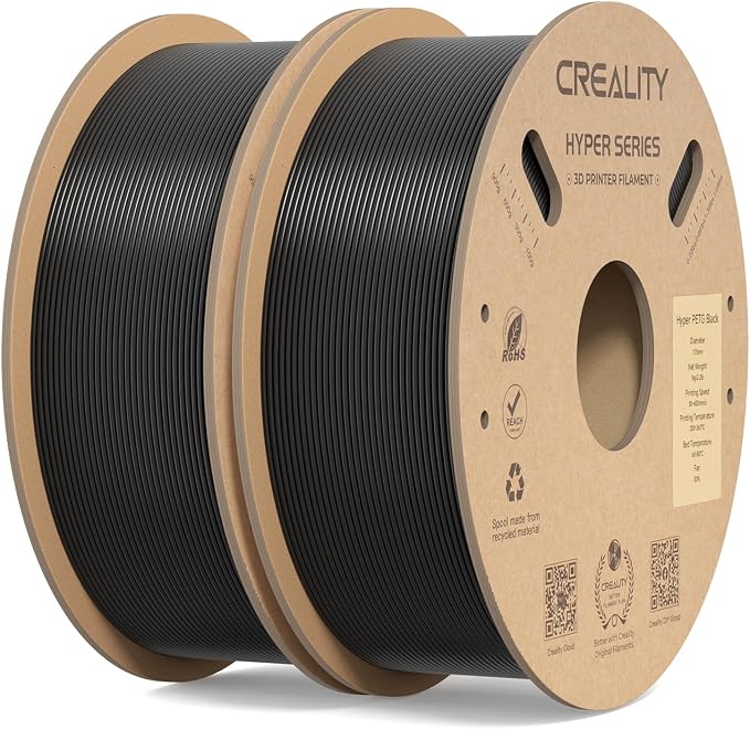 Creality Hyper PETG Filament Black 2kg, High Speed 30-600mm/s 3D Printer Filament PETG, No Stringing Good Layer Adhesion Fit Various 3D Printers