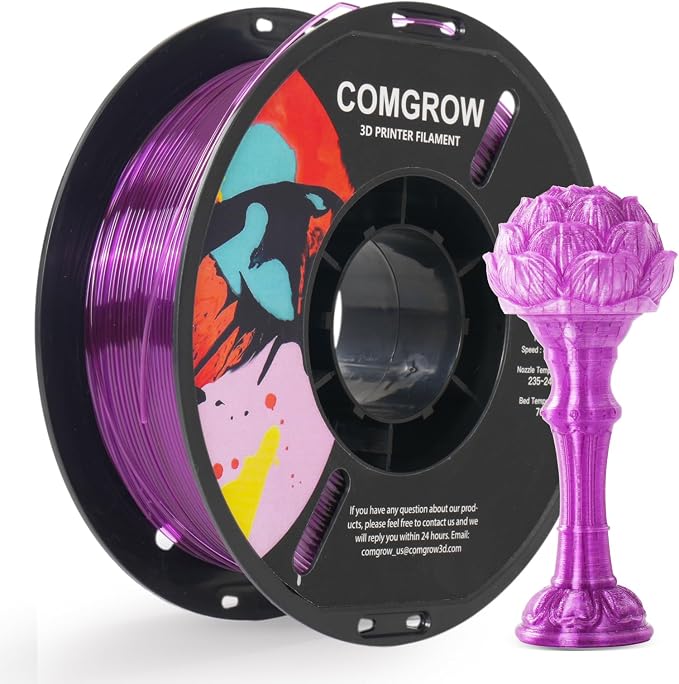 Comgrow PETG 3D Printer Filament 1.75mm, High Precision and Tough 3D Printer Filament 1kg (2.2LBS), Dimensional Accuracy +/- 0.02 mm, Fit Most 3D Printers Gradient Purple White