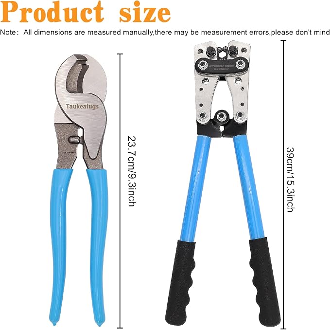 Battery Cable Crimper Wire Lug Crimping Tool for AWG 8,6,4,2,1,1/0 Battery Terminals Crimper with Wire Shear Cutter