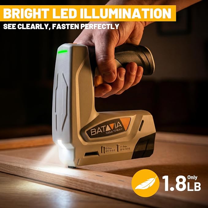 BATAVIA Electric Staple Gun, 2-in-1 Cordless T50 Stapler & Brad Nailer with 2000PCS Staples and Nails, 2000mAh Battery Powered, 4V Electric Stapler for Upholstery, Wood, DIY, Home Improvement