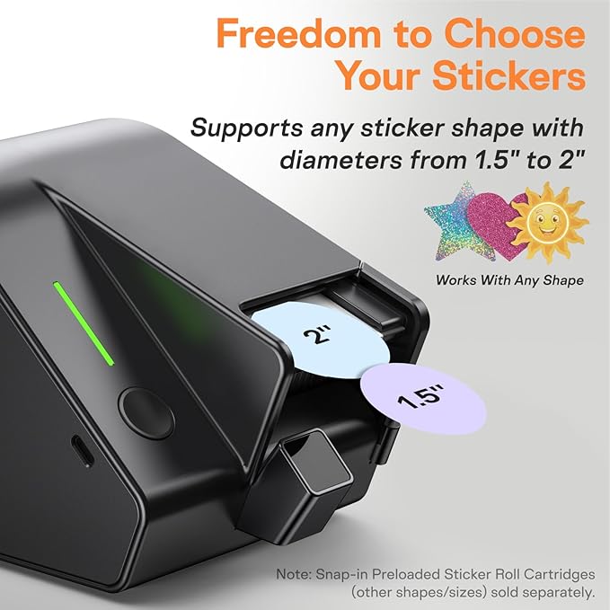 Automatic Sticker Dispenser—Multi-Size, Snap-in Preloaded Sticker Roll Cartridge—for Packaging, Gift Bags, Envelopes, Weddings & Events—Includes 750x1.5 Thank You Stickers