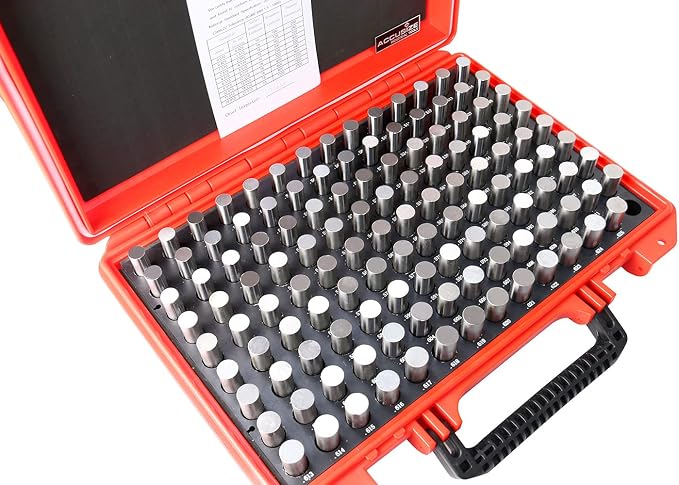 Accusize Industrial Tools Steel Pin Gauge Set, 0.501"-0.625", P3(+) | 125 Pc, Class ZZ, Plus Tolerance, 2" OAL, Steel, Electro-Etched Sizes