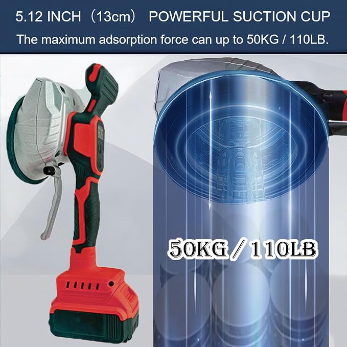 Tile Vibration Tool for Mil-wauke 18V Battery, Handheld Tile Tools Max 25000r/Min, 150W Tile Suction Cup Tool with 8 Speed, Suction Cup, Digital Display for Floor Tile Wall
