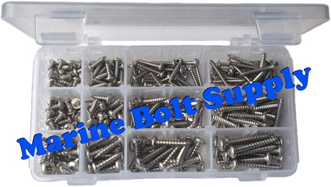 Type 316 Stainless Steel Phillips Pan Sheet Metal Screw Kit Marine Bolt Supply 6-111916
