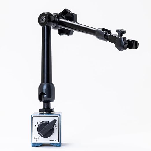 PEC Tools 176lb/80kg Magnetic Base with Premium Steel Universal Arm and Mechanical Lock for Dial Indicators, Fits 6mm, 3/8", and Dovetail, Premium Precision Measuring Tool Stand
