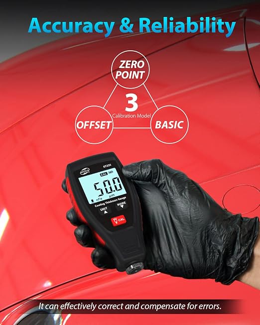 GT235 Paint Coating Thickness Meter, Digita Film Coating Thickness Gauge Measuring 0 to 1800um, Tester Painting Depth, LCD Backligh Display with Screen Rotation for Check Car Original Coating