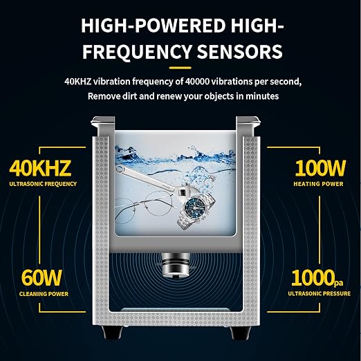 Commercial Ultrasonic Cleaner with Knob, 2L Professional Ultrasonic Cleaner, 40kHz with Heater and Timer for Tools, Jewelry, Watches, Glasses, Dentures, and Small Metal Parts