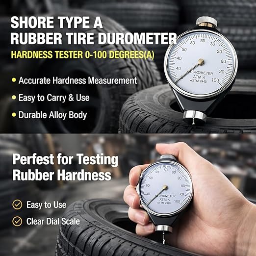 Mohs Durometer Tester, Shore Type A/O/D Rubber Tire Durometer Hardness Tester 10-90HA (Type A)