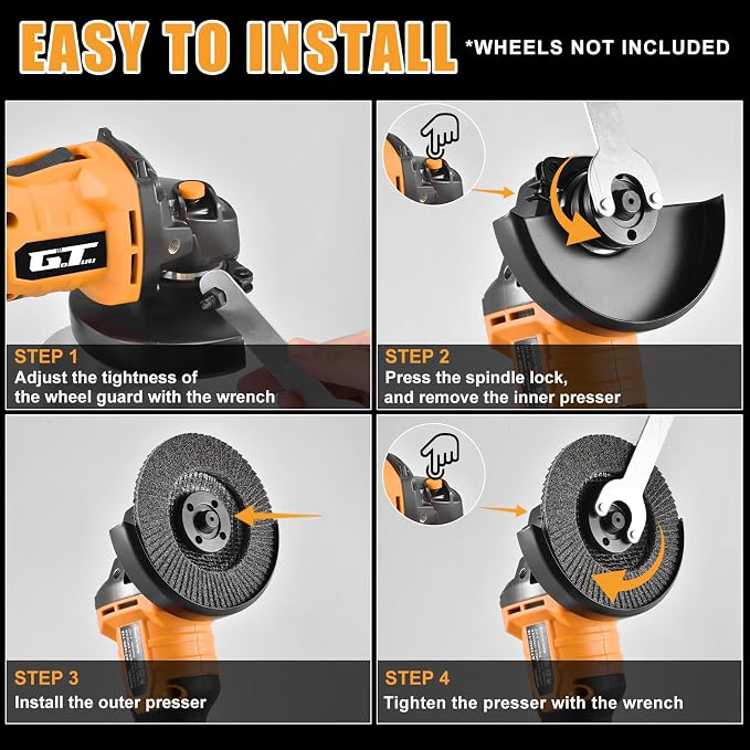 Cordless Angle Grinder Compatible with Dewalt Battery 20V Max, 4-1/2 Inch Power Electric Angle Grinder Tool with Handle, 6 Discs for Grinding, Cutting, Polishing