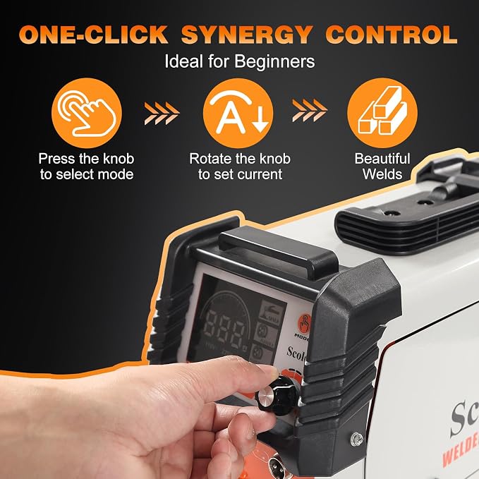 130A MIG Welder 110V, Flux Core Welder with Digital Display, 3-in-1 Gasless MIG/Lift TIG/Stick Welding Machine, IGBT Inverter Portable Mini Welder for Home DIY, with Gloves & Mask