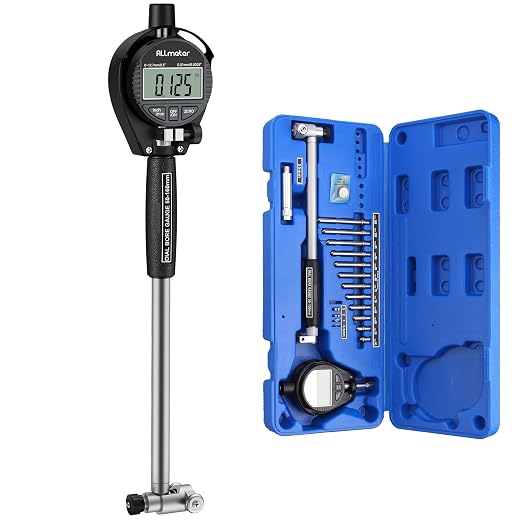 Digital Bore Gauge 50-160mm / 2-6",Internal Diameter Measuring Tool 0.01mm Resolution,Self-Centering Cylinder Bore Gauge Kit 12 Probes,6" Measuring Depth & Storage Case for Engine Cylinders