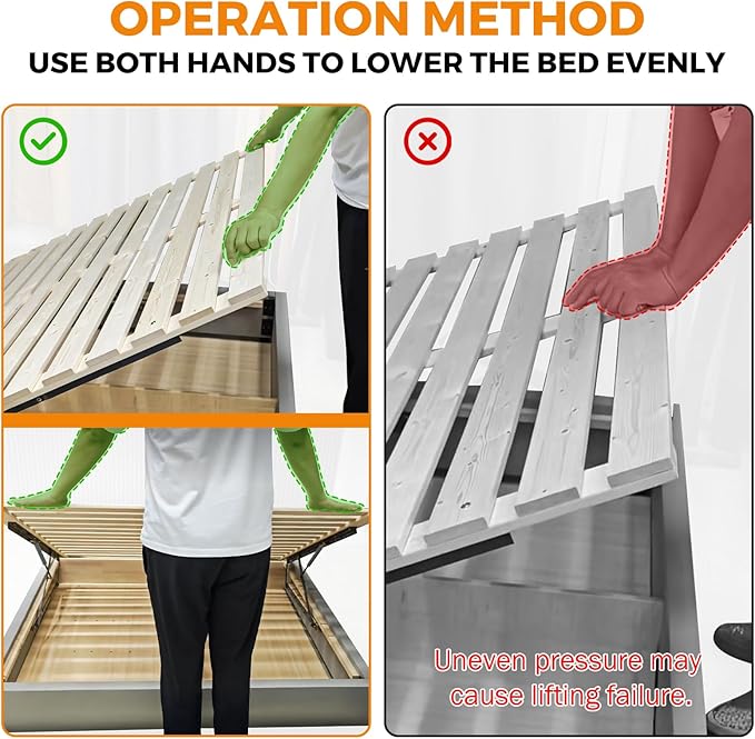 BEAMNOVA 4.6 FT Bed Lift Mechanism, 176-264 lbs Load Capacity, Lifting Gas Spring Set, Heavy Duty, for Storage Box Bed Sofa, Space Saving DIY Project