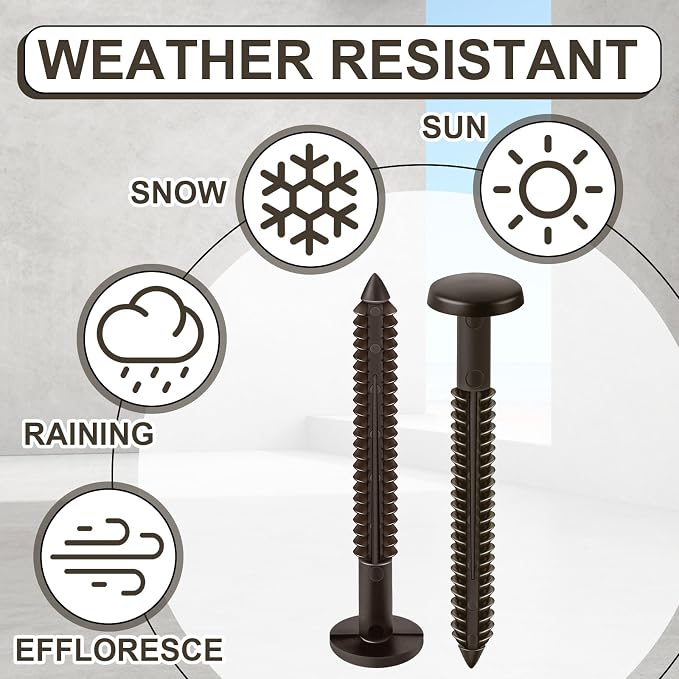 Blulu 18 Pcs 3 Inch Vinyl Shutter Fastener Window Panel Peg Lok Pin Pegs Screws Shutter Spikes Anchor (Ochre Brown)