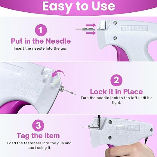 Stitch Gun for Clothes – A Complete Kit with 3000 Fasteners, 2 Needles & EVA Carrying Case. Handheld Tagging Gun for Clothing & Fabric-Friendly Stitchy Stitch Gun for Hemming, Quilting & Quick Repairs