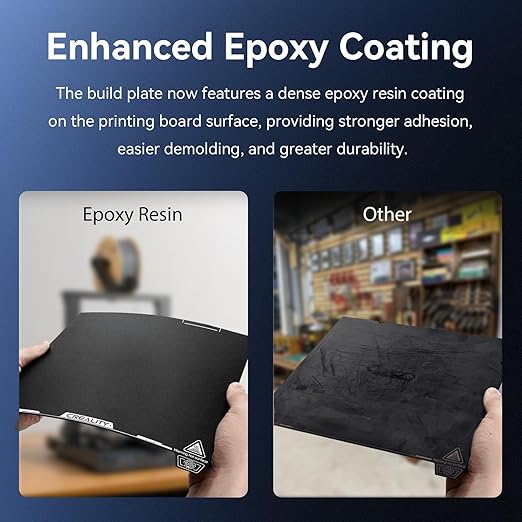 Creality K2 Plus Build Plate Epoxy Resin Coating 370x370mm Spring Steel Magnetic K2 Plus Smooth Build Plate EP Bed Plate for Creality K2 Plus