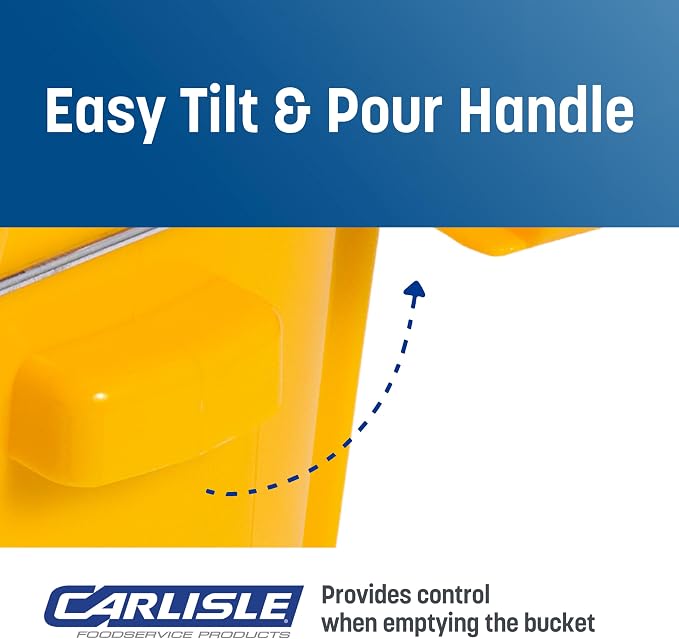 Carlisle FoodService Products Sparta Commercial Mop Bucket with Side Press Wringer, 26 Quart, Polypropylene, Yellow, 1 Count