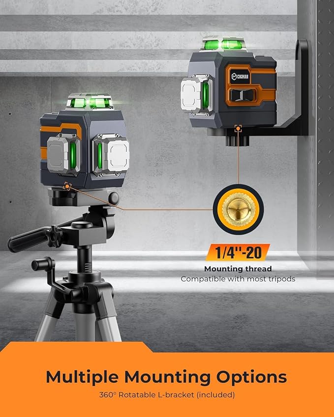 3x360° Laser Level with Remote&APP Control, Green Self Leveling Cross Line Laser for Construction and Picture Hanging, 3D Vertical/Horizontal Line, Magnetic Rotating Stand Included