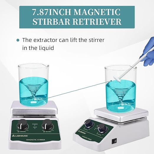 300℃/ 572℉ Magnetic Stirrer Hot Plate 2L Heated Mixer 2000RPM Lab Stirring W/Support Stand,Stir Bar Recycler Set(Non Digital)