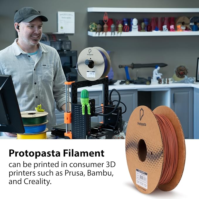 Protopasta Copper Filled PLA 3D Printer Filament | ProtoPlant Metal-Filled PLA Plastic Printer Filament with 60% Copper | Polish and Patina Friendly Metal Composite Filament | 500g Metallic Spool