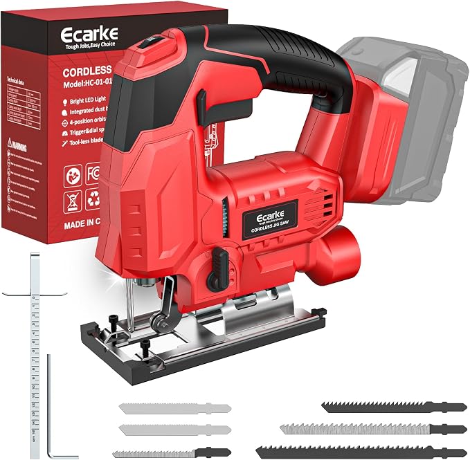 Ecarke 2PCS 70W Cordless LED Work Light Compatible with Milwaukee 18V Battery & Cordless Jig Saw Compatible with Milwaukee 18V Battery