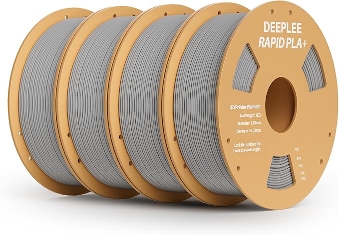 Rapid PLA Plus Filament 1.75mm, High Speed 3D Printer Filament Up to 600mm/s, PLA+ Filament Dimensional Accuracy +/- 0.02 mm Fits Most FDM 3D Printer, Cardboard Spool 4 Pack 1kg Gray