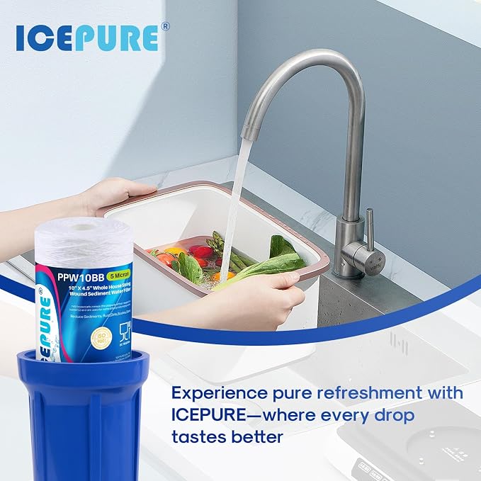 ICEPURE 5 Micron 10”*4.5'' Whole House Sediment String Wound Water Filter Replacement filter for 84637, WPX5BB97P, PC10, 355214-45, 355215-45, WP10BB97P, WP5BB97P, 2PACK