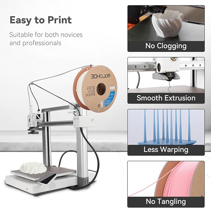 3DHoJor PLA Pro (Plus) Filament 1.75mm, 3D Printer Filament,1kg*4 Bundle Cardboard Spool 3D Printing Filament, Dimensional Accuracy +/- 0.03 mm-Milky White+Bone White+Beige+Brown
