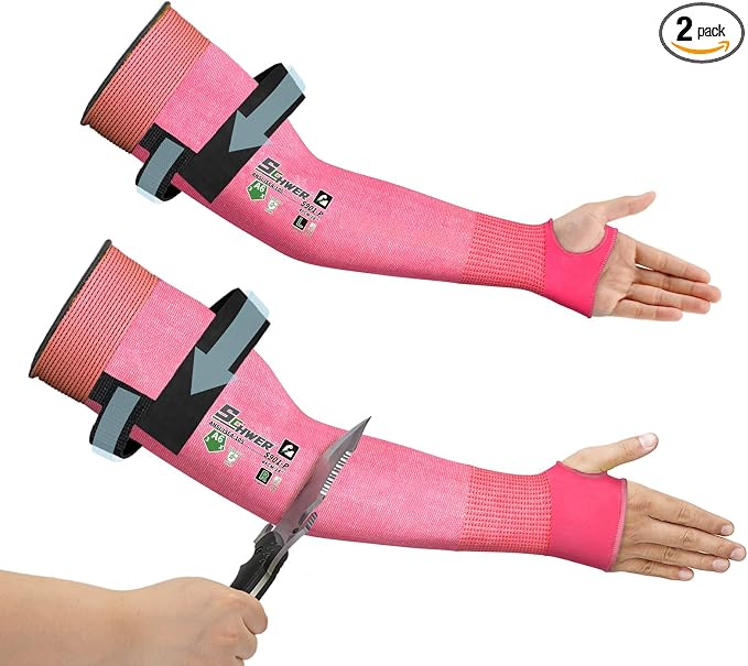 Schwer AIR-SKIN ANSI A6 Cut Resistant Arm Sleeves for Men & Women S901-P, Non-PFAS Arm Protectors for High Risk Work, UPF50+ UV Protection Cooling Gardening Sleeves for Farming, Lightweight