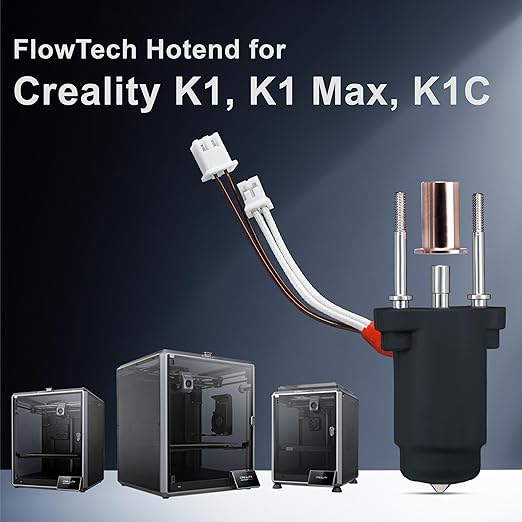 Microswiss FlowTech Hotend Upgrade for Creality Older and Newer K1 / K1 Max / K1C / K1 SE Pritners - Leakproof Nozzle - Cold Nozzle Change - High Flow - All Metal Design - Made in USA