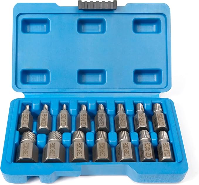 15-Piece Screw Extractor Set, Hex Head Multi-Spline, Easy Out Bolt Extractor Tool, Chrome Molybdenum Alloy Steel Heavy Duty EZ Out Rounded Screw Remover