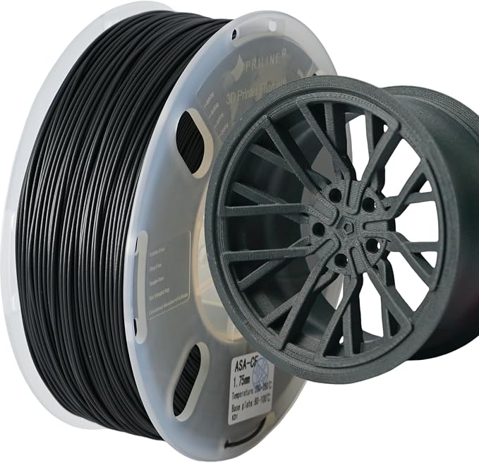 Carbon Fiber Filament, PRILINE Carbon Fiber ASA 3D Printer Filament 1.75mm, High Strength Carbon Strands Fiber 3D Printing Filament 1kg Spool, Black