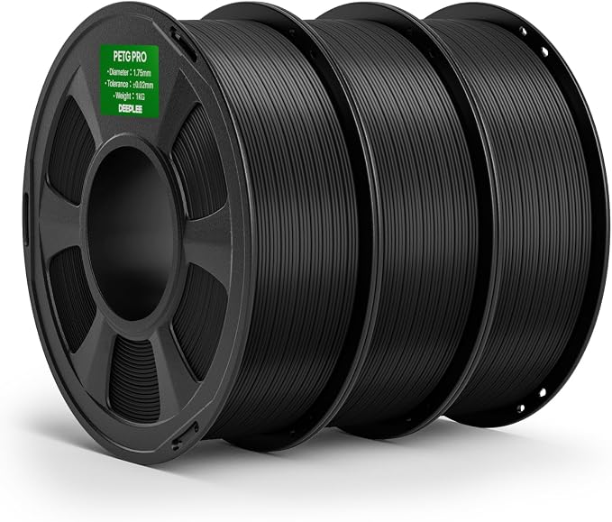PETG PRO Filament 1.75mm Black 3KG, 1.75mm PETG 3D Printer Filaments Enhanced Toughness and Weather Resistance, Fit for Most FDM 3D Printers