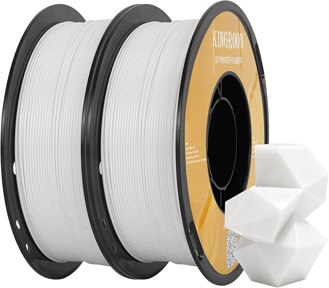 Kingroon High Speed PETG 3D Printer Filament 1.75mm, 3D Printer Rapid Filament for 30-600mm/s Hyper Printing Filament, Dimensional Accuracy +/- 0.03 mm, 2 kg Plastic Spool (4.4lbs（White）
