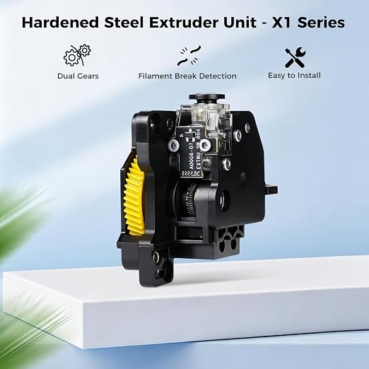 Bamboo Original X1,X1C Hardened Steel Extruder Unitt with Dual Gears for Increased Extrusion Force and Filament Break Detection, Extruder Component Kit for Bambu Lab X1 Series 3D Printer ﻿